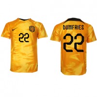 Niederlande Denzel Dumfries #22 Fußballbekleidung Heimtrikot WM 2022 Kurzarm